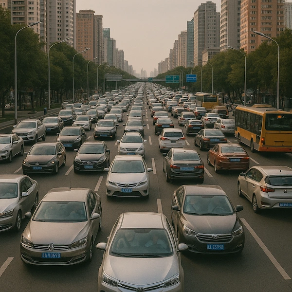Busy road and traffic in Beijing