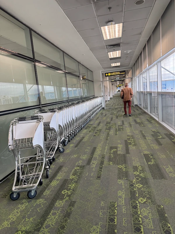 Mini push carts at the airport