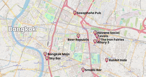 Bangkok's top clubs and bars map