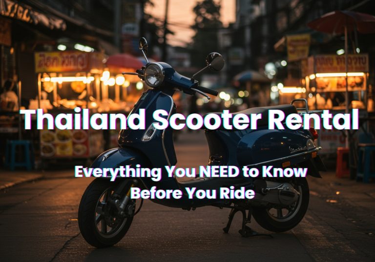 Rental Scooter in Thailand in front of a night market