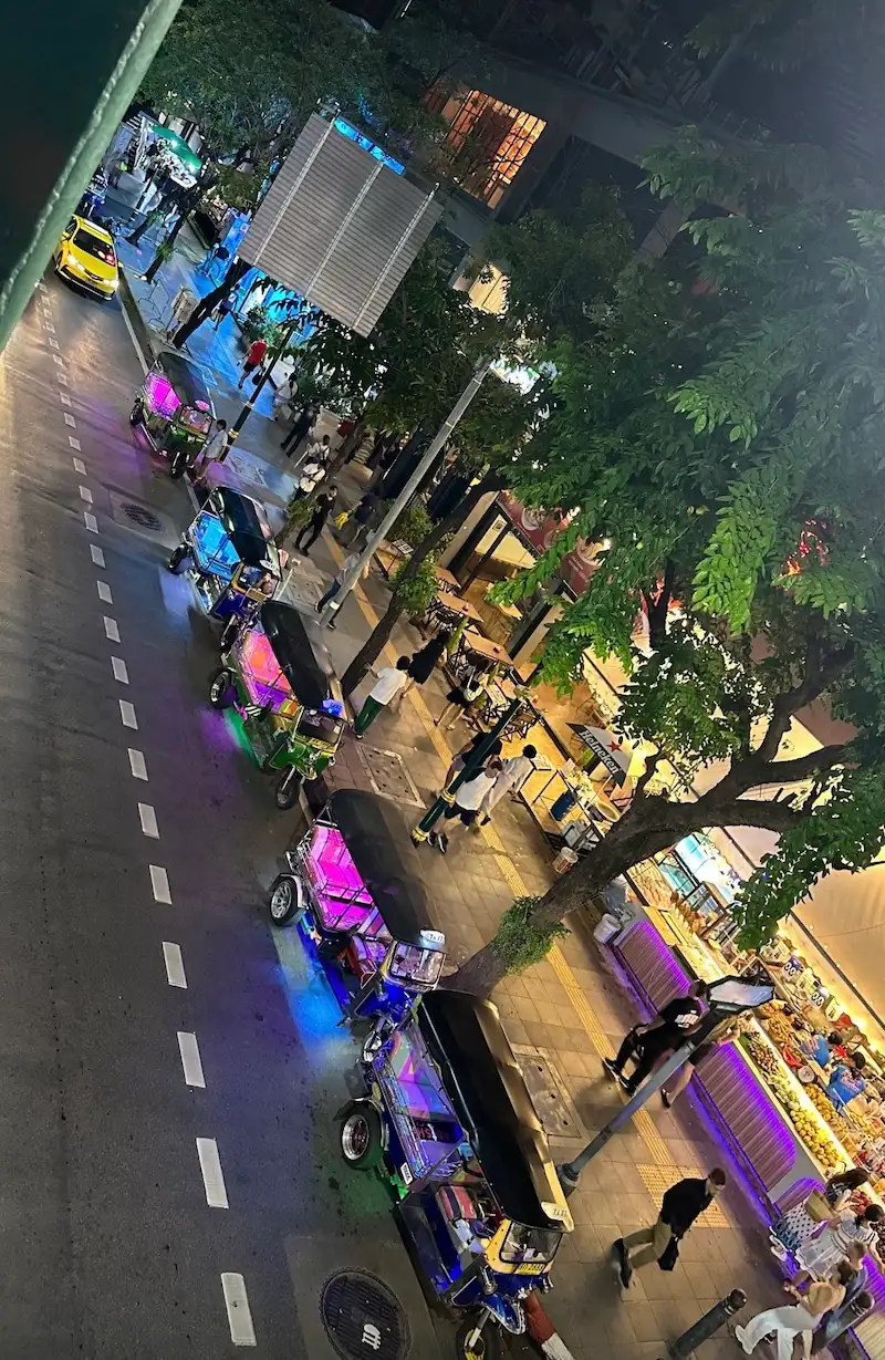 Colorful tuktuks by the road at Sukhumvit Bangkok