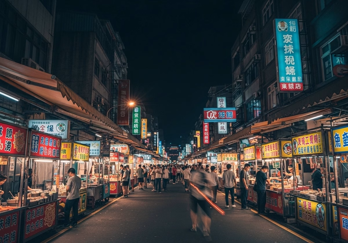 Shilin night market at night