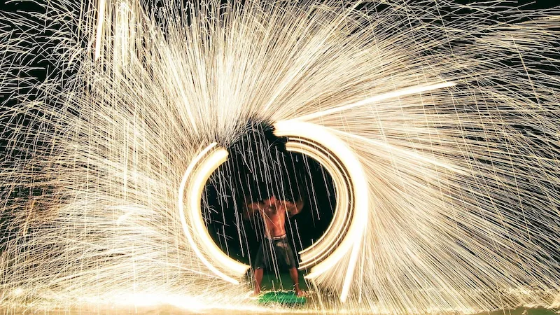 A dazzling fire show on Koh Samet beach